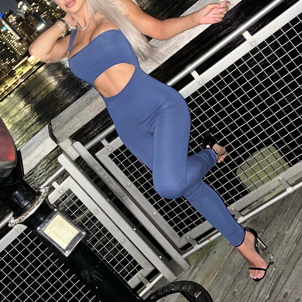 Blue cut out jumpsuit - small
